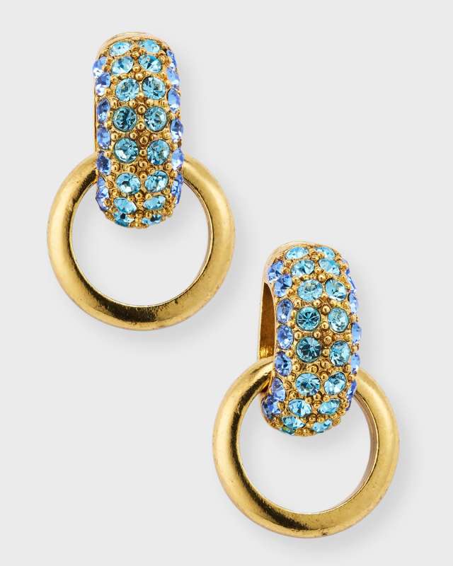 Pave Bull Horn Single Link Earrings